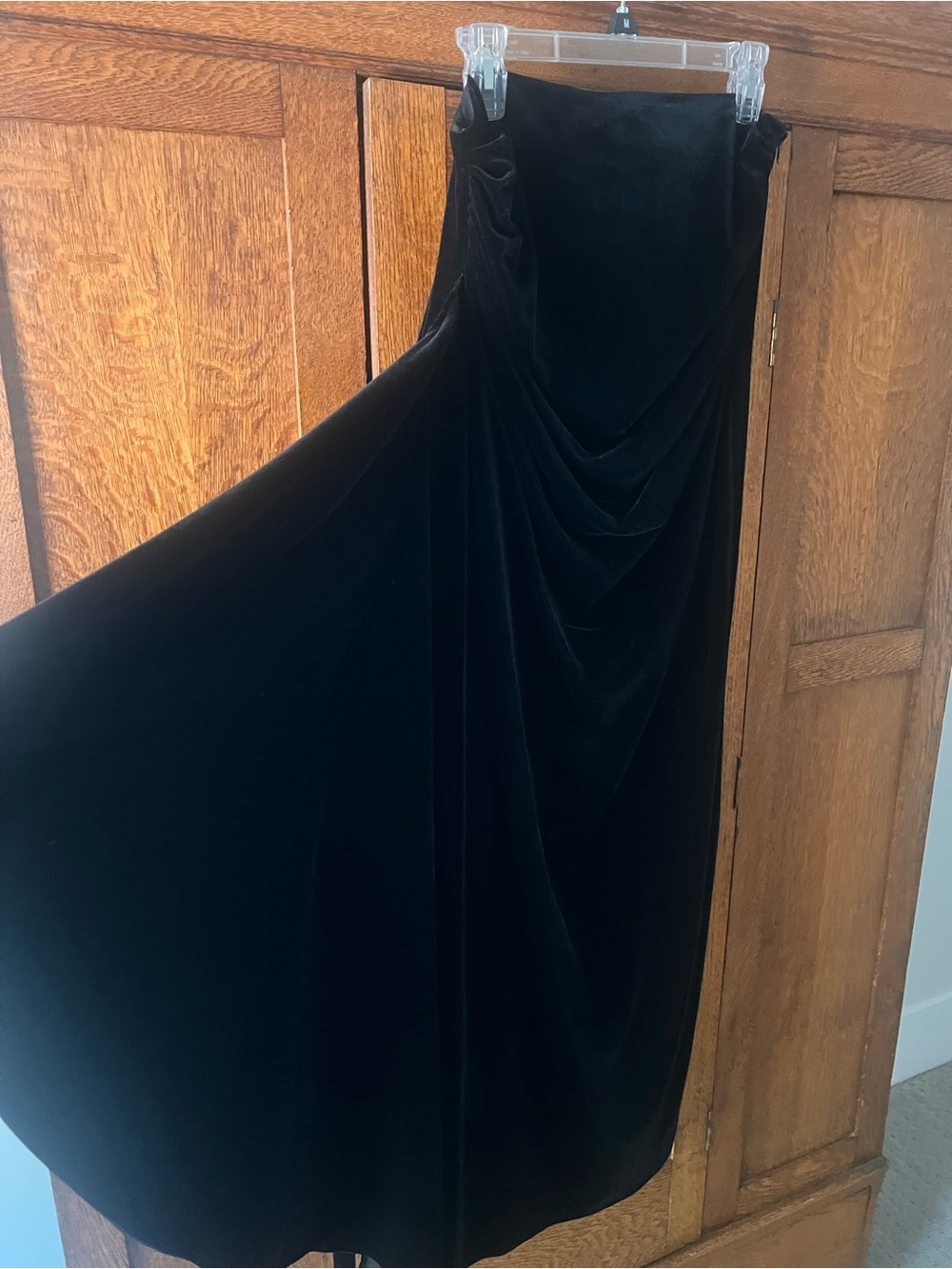 Black Velvet Draped Women’s Skirt